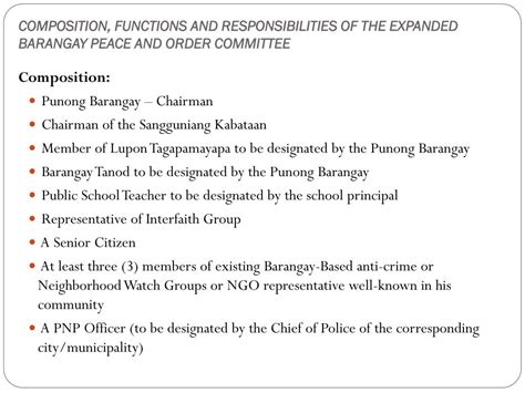 duties and responsibilities of barangay kagawad|Barangay councilor .